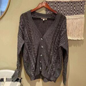 URBAN OUTFITTERS OLIVE AND OAK OVERSIZED CHINKY KNIT GREY BUTTON SWEATER SIZE S